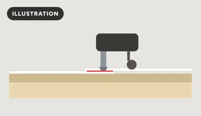 Illustration of a hot-air welder fusing a PVC seam